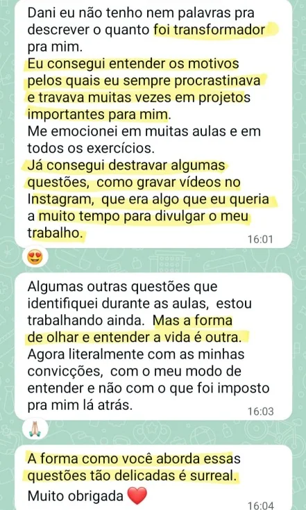 Depoimento real de aluna 1